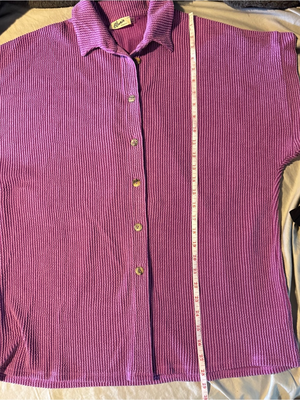 Blumin Apparel Lavender-Purple Ribbed Button-Front Top - Picture 5 of 5